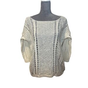 Denim & Supply Ralph Lauren Women's LG cotton Linen Open Knit Sweater Coastal‎
